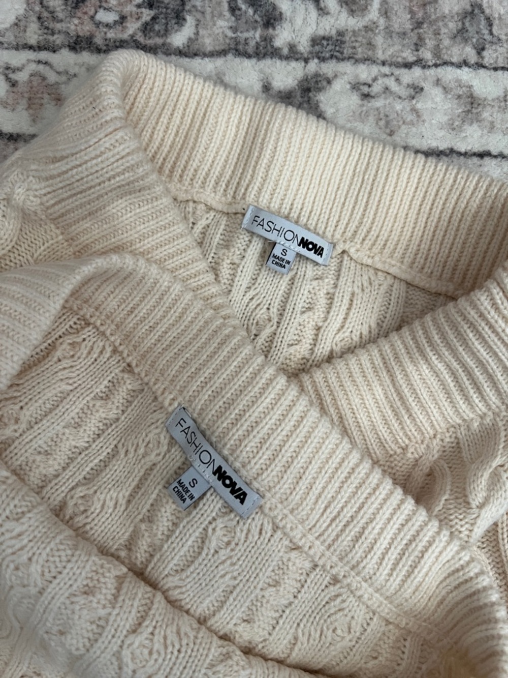 Fashion Nova Cream Cable Knit Sweater Set - Picture 2 of 2